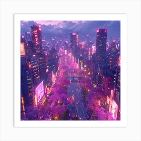 Tokyo City At Night Art Print