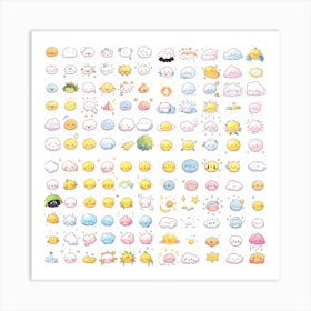 Kawaii Emoji Stickers Art Print