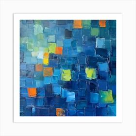 Blue Squares 10 Art Print