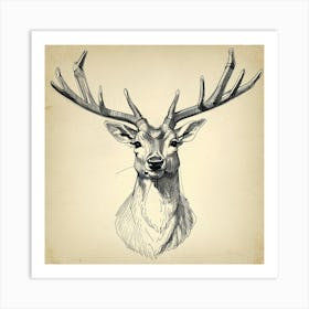 Deer Head 3 Art Print