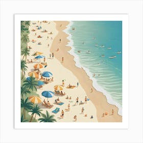 Illustration Of A Beach Art Print