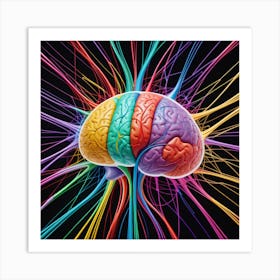 Brain With Colorful Wires 2 Art Print