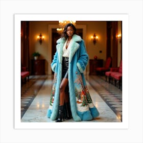 Woman In A Blue Coat Art Print