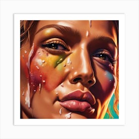 Girl With Paint On Her Face Art Print