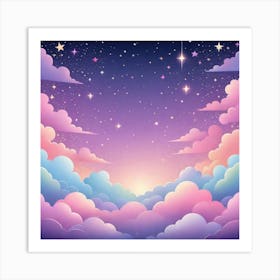 Sky With Twinkling Stars In Pastel Colors Square Composition 96 Art Print