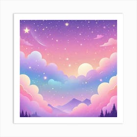 Sky With Twinkling Stars In Pastel Colors Square Composition 314 Art Print