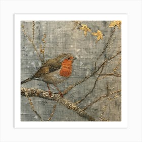 Robin On Branch Art Print