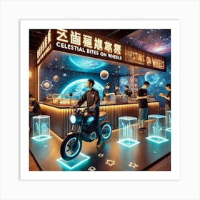 Celestial Bites On Wheels, A Futuristic Chinese Mo Art Print