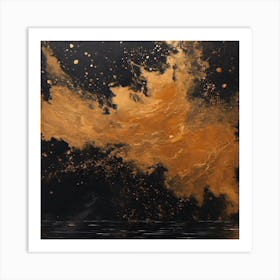 Splatter Black And Gold Wall Art Art Print