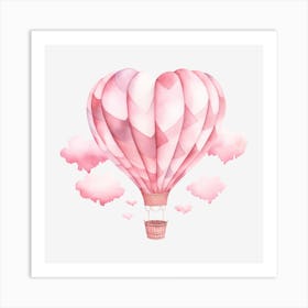 Pink Heart Hot Air Balloon 2 Art Print