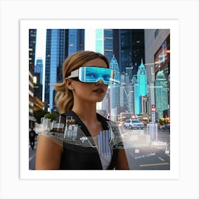 Woman In Virtual Reality Art Print