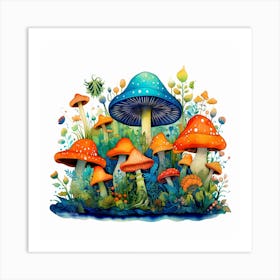 Mushrooms In The Forest 12 Art Print