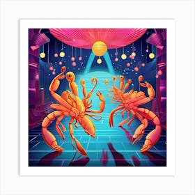 Crabs Dancing In The Night Art Print