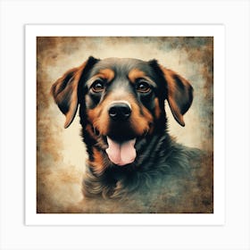 Rottweiler Dog Portrait Art Print