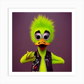 Duck In A Leather Jacket Art Print
