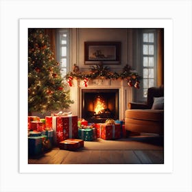 Christmas Tree In The Living Room 76 Art Print