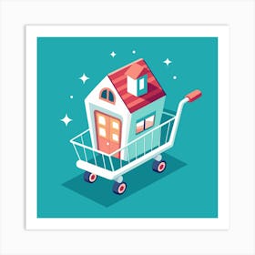 House In A Shopping Cart 1 Art Print