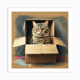 Cat In A Box 26 Art Print