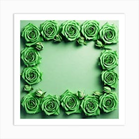 Green Roses Frame 12 Art Print