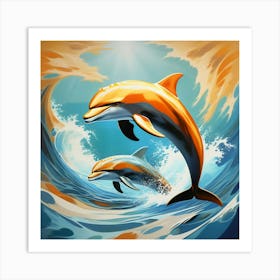 Abstract modernist Pair of dolphins 1 Art Print