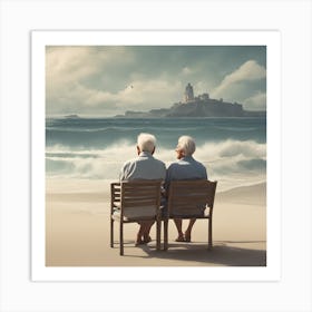 the old couple in love Art Print