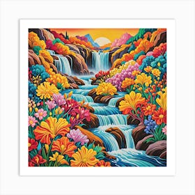 Waterfall Painting Art Print