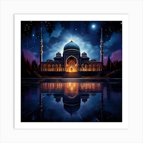 Islamic Mosque At Night 19 Art Print