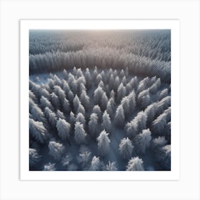 Winter Forest With Visible Horizon And Stars From Above Drone View Perfect Composition Beautiful (2) Art Print