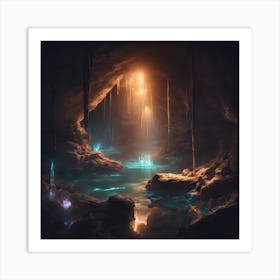 Caves And Waterfalls Art Print