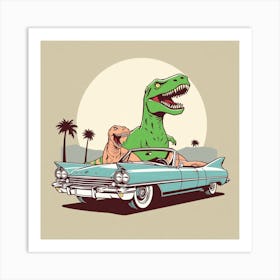 Dinosaurs In A Car Art Print