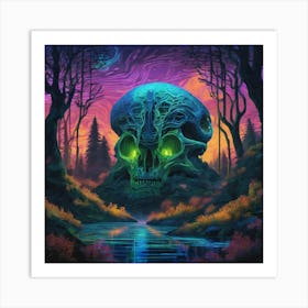 Skull In The Woods 1 Art Print