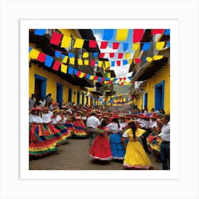 Colorful Dancers In Colombia 1 Art Print