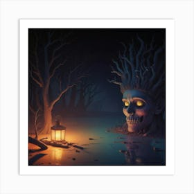 Skeleton In The Woods Art Print