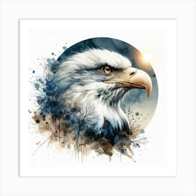 Eeagle Head in Watercolors -Wild Bird Artwork 120 Art Print