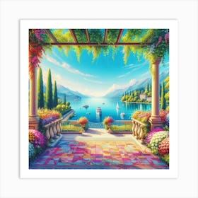 Garden By The Lake 1 Art Print