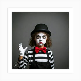 Boy Dressed As A Clown Art Print