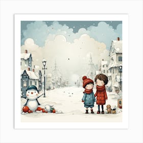 Snowman In The Snow 8 Art Print