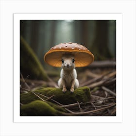 Squirrel With A Mushroom Art Print