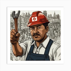 Man Holding A Wrench Art Print