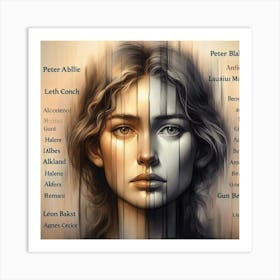 woman face, she pretends not to suffer, Peter Blake, Beth Conklin, Laurel Burch, Anni Albers, Helene Beland, Leon Bakst, Agnes Cecile. Art Print