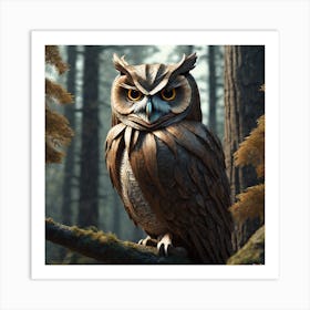 Owl In The Woods 45 Art Print