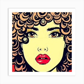 Pop Girl With Curly Hair Art Print
