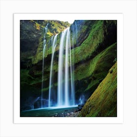 Waterfall In The Mountains Art Print