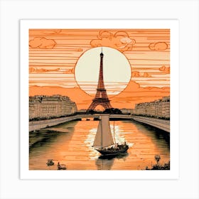 Sunset Over Paris Art Print