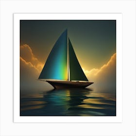 Sailboat At Sunset Art Print