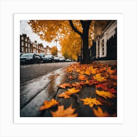 Autumn Leaves On The Street Art Print