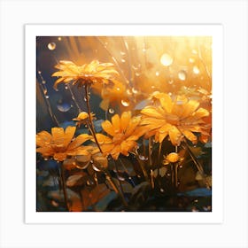 Yellow Flowers In The Rain 1 Art Print