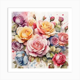 Watercolor Roses 2 Art Print