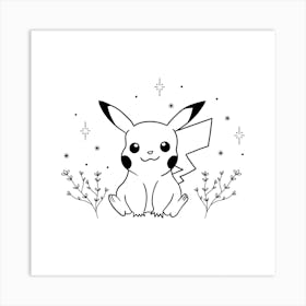 Pikachu Line Square Art Print