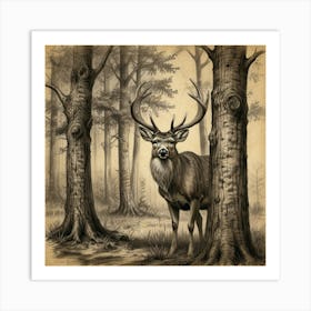 Deer In The Woods 13 Art Print